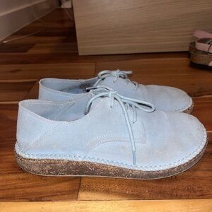 Birkenstock Gary Light Blue Suede Lace-Up Sneakers 38